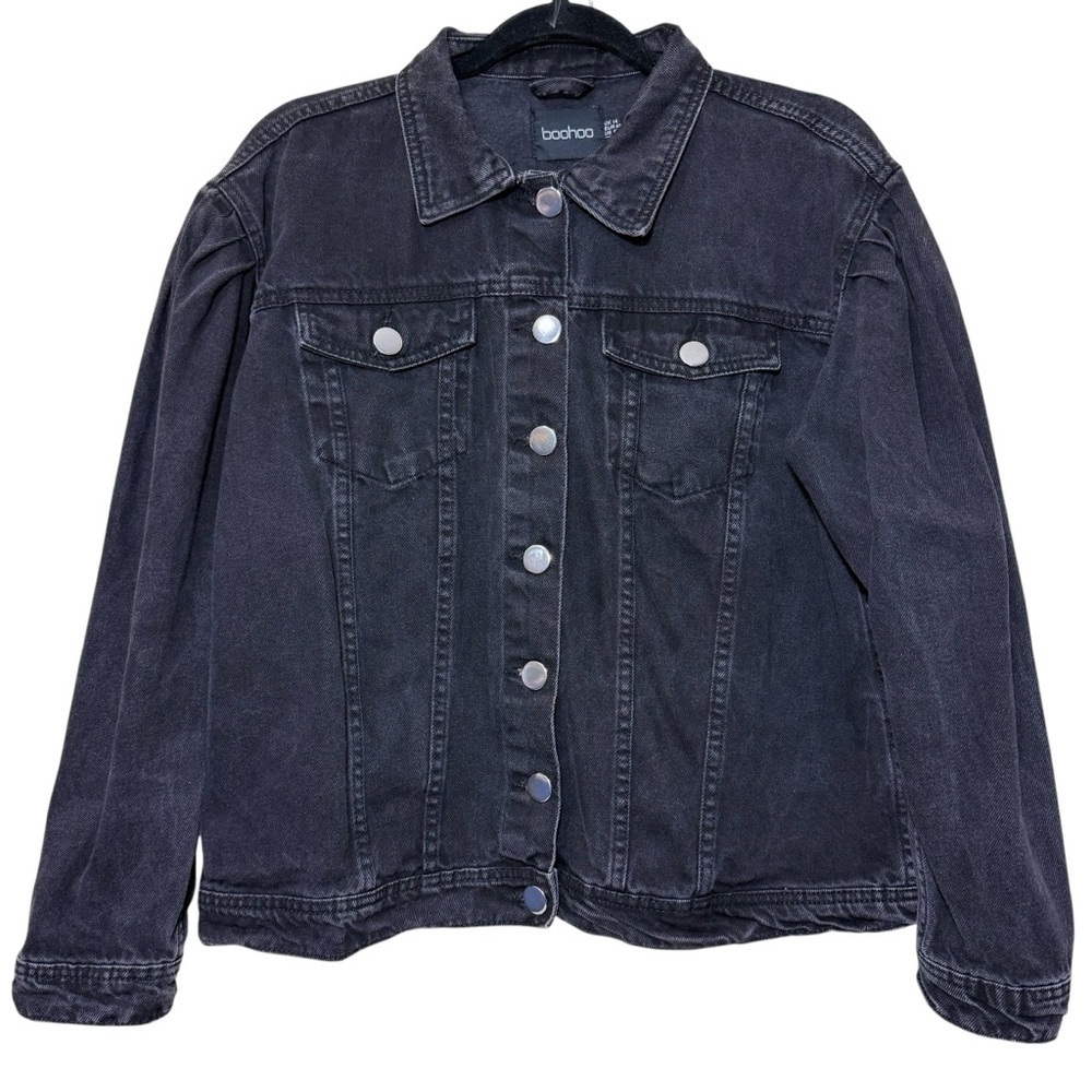Boohoo Charcoal Denim Jacket For Women